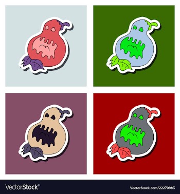 Set of flat icon halloween emotion pumpkin vector image