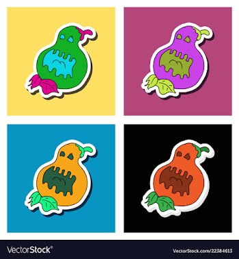 Set of flat icon halloween emotion pumpkin vector image