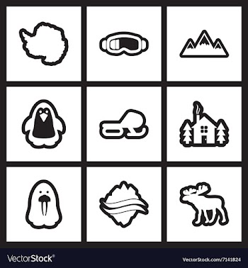 Set of flat icon in black and white style Arctic vector image
