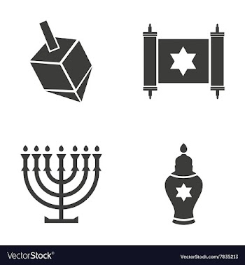 Set of flat icon in black and white style Hanukkah vector image