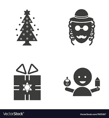Set of flat icon in black and white style Hanukkah vector image