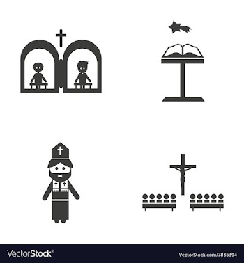Set of flat icon in black and white style religion vector image