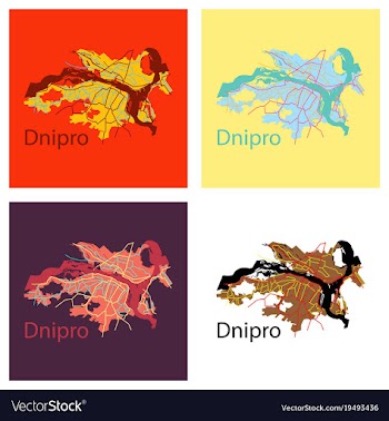 Set of flat icon map dnepro city vector image