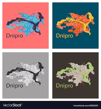 Set of flat icon map dnepro city vector image