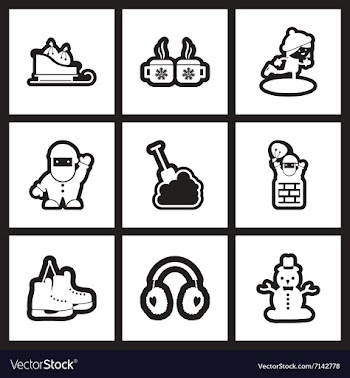 Set of flat icons in black and white Christmas vector image