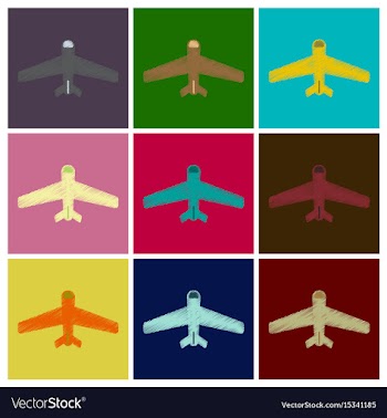 Set of flat icons in shading style aircraft vector image