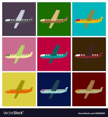 Set of flat icons in shading style aircraft vector image