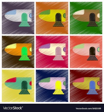 Set of flat icons in shading style airplane nose vector image