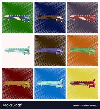 Set of flat icons in shading style airplane vector image