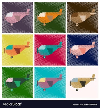 Set of flat icons in shading style airplane with vector image