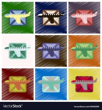 Set of flat icons in shading style airplanes vector image