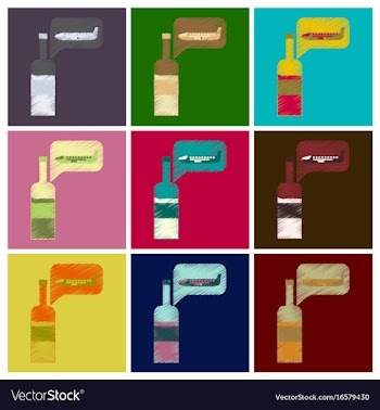 Set of flat icons in shading style airplanewine vector image