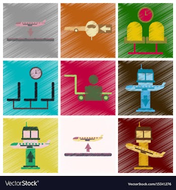 Set of flat icons in shading style airport service vector image