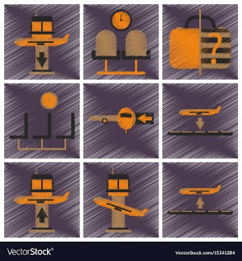 Set of flat icons in shading style airport service vector image