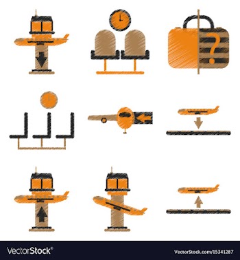 Set of flat icons in shading style airport service vector image