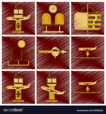 Set of flat icons in shading style airport service vector image