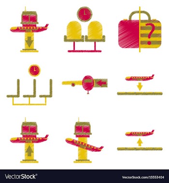 Set of flat icons in shading style airport service vector image