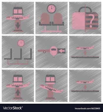Set of flat icons in shading style airport service vector image