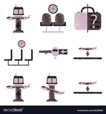 Set of flat icons in shading style airport service vector image