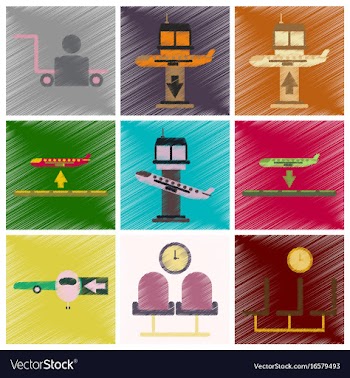 Set of flat icons in shading style airport service vector image