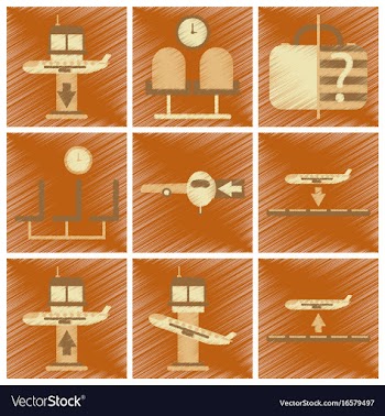 Set of flat icons in shading style airport service vector image