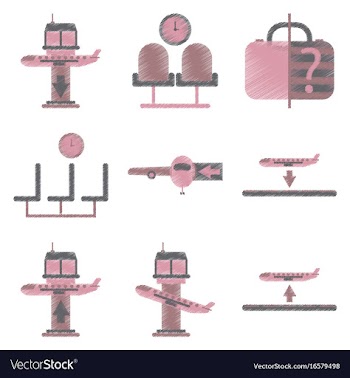 Set of flat icons in shading style airport service vector image