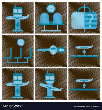 Set of flat icons in shading style airport service vector image