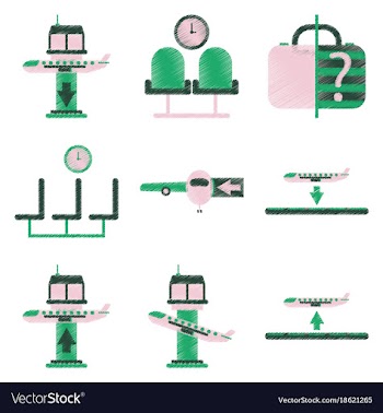 Set of flat icons in shading style airport service vector image