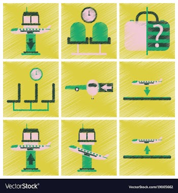 Set of flat icons in shading style airport service vector image