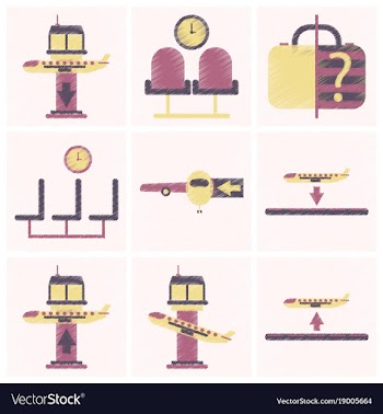 Set of flat icons in shading style airport service vector image