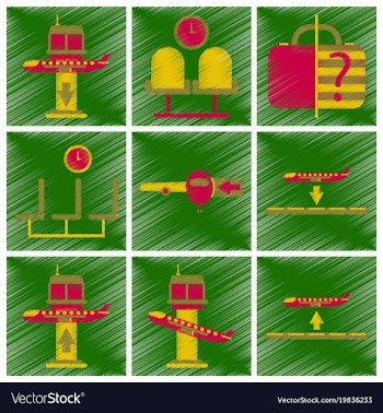 Set of flat icons in shading style airport service vector image