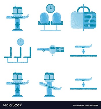 Set of flat icons in shading style airport service vector image