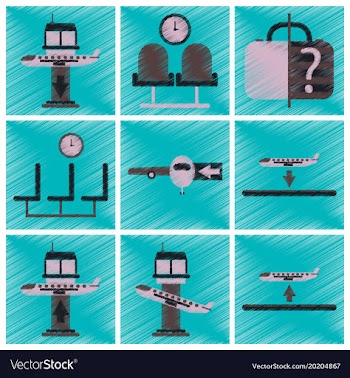 Set of flat icons in shading style airport service vector image