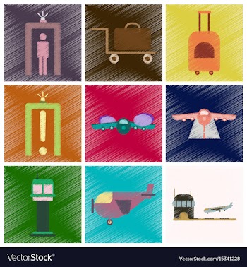 Set of flat icons in shading style airport vector image