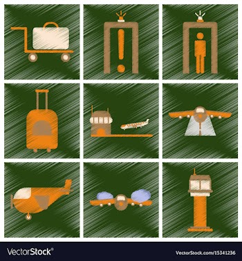 Set of flat icons in shading style airport vector image