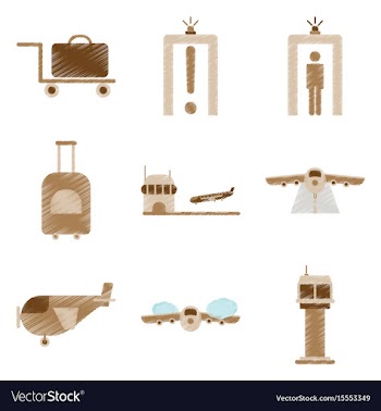 Set of flat icons in shading style airport vector image
