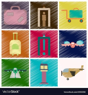 Set of flat icons in shading style airport vector image