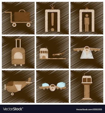Set of flat icons in shading style airport vector image