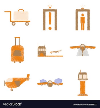 Set of flat icons in shading style airport vector image
