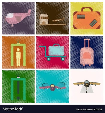 Set of flat icons in shading style airport vector image