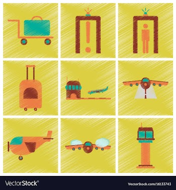 Set of flat icons in shading style airport vector image