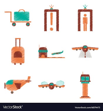 Set of flat icons in shading style airport vector image