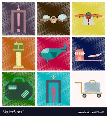 Set of flat icons in shading style airport vector image