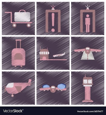 Set of flat icons in shading style airport vector image