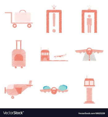 Set of flat icons in shading style airport vector image