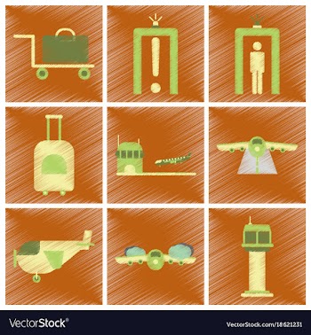 Set of flat icons in shading style airport vector image