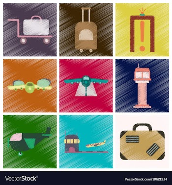 Set of flat icons in shading style airport vector image