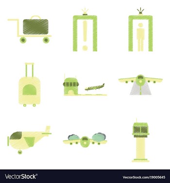 Set of flat icons in shading style airport vector image