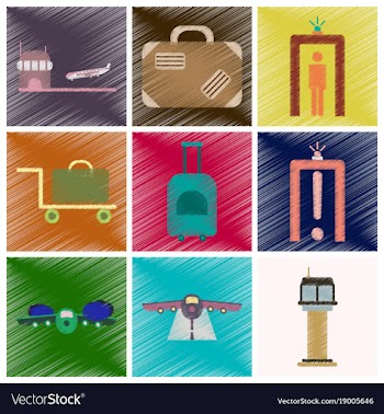 Set of flat icons in shading style airport vector image