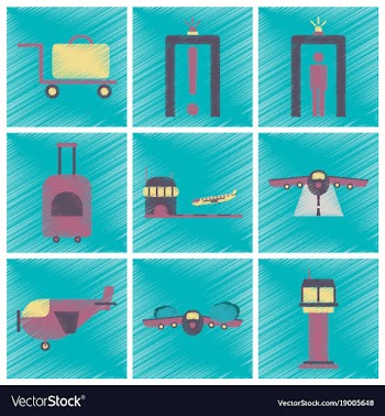 Set of flat icons in shading style airport vector image